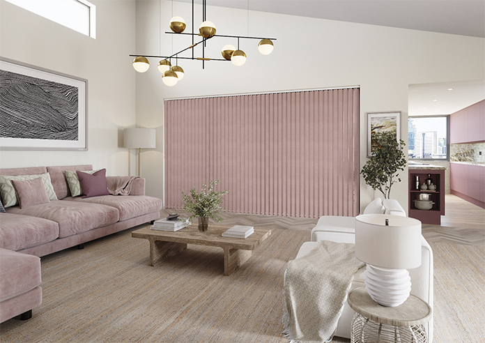 Flori Faux Suede (Blackout), Tickled Pink - Vertical Blind - Image 6